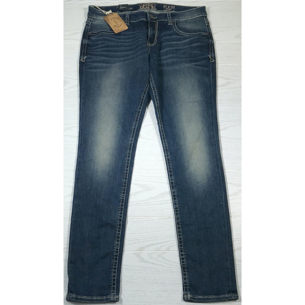 Buckle Black Fit No. 76 Skinny Jeans Womens 31 Blue Dark Whiskered Stretch New